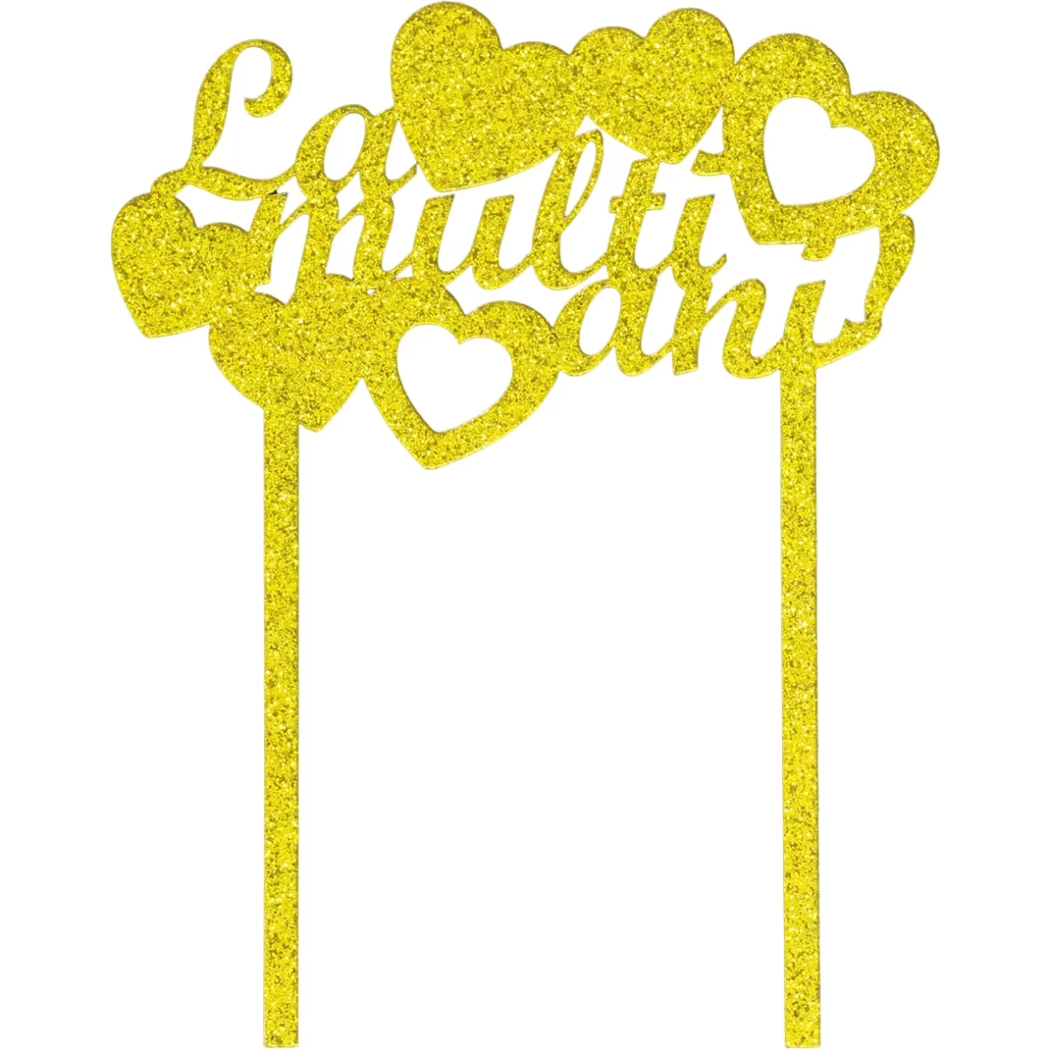 Topper La Multi Ani auriu, cu inimioare