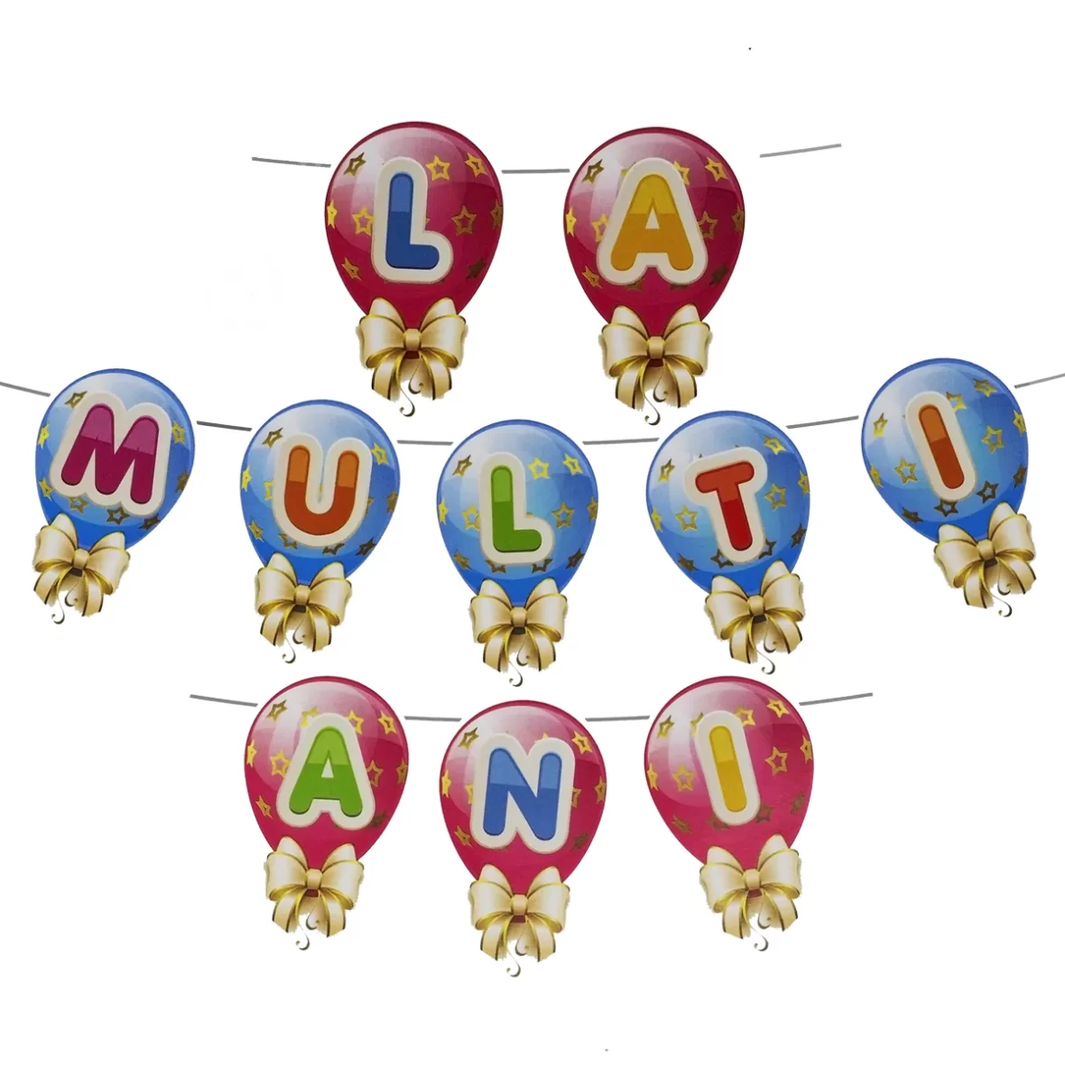 Set ghirlanda La Multi Ani in forma de baloane cu fundite