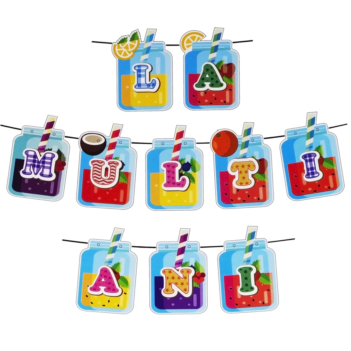 Set ghirlanda La Multi Ani cu decoratiuni limonada