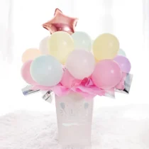 1152-set-aranjament-buchet-23-baloane-pastelate-in-cutie-cu-mesaj-la-multi-ani