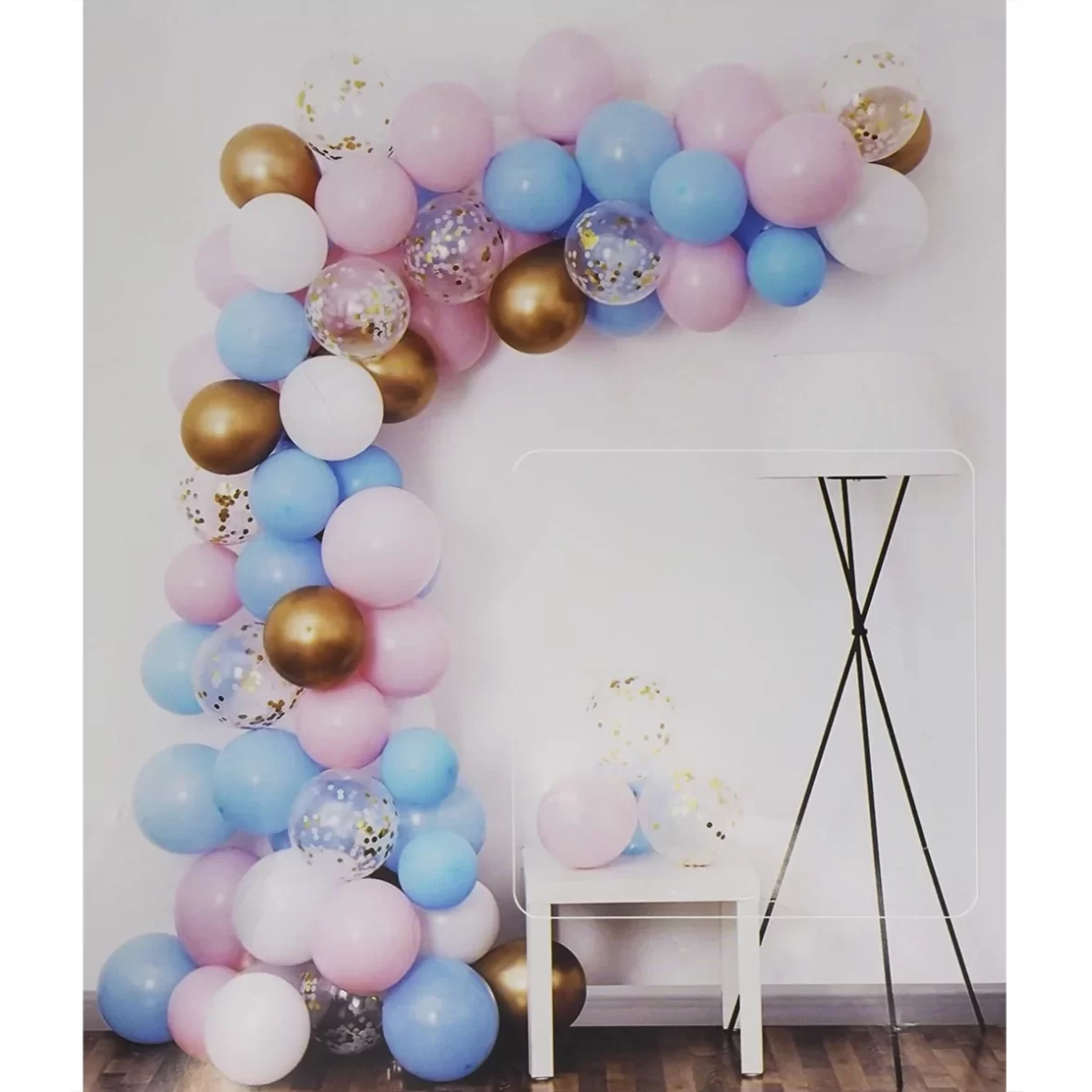 Set arcada baloane Botez, Aniversare, culori pastelate si aurii