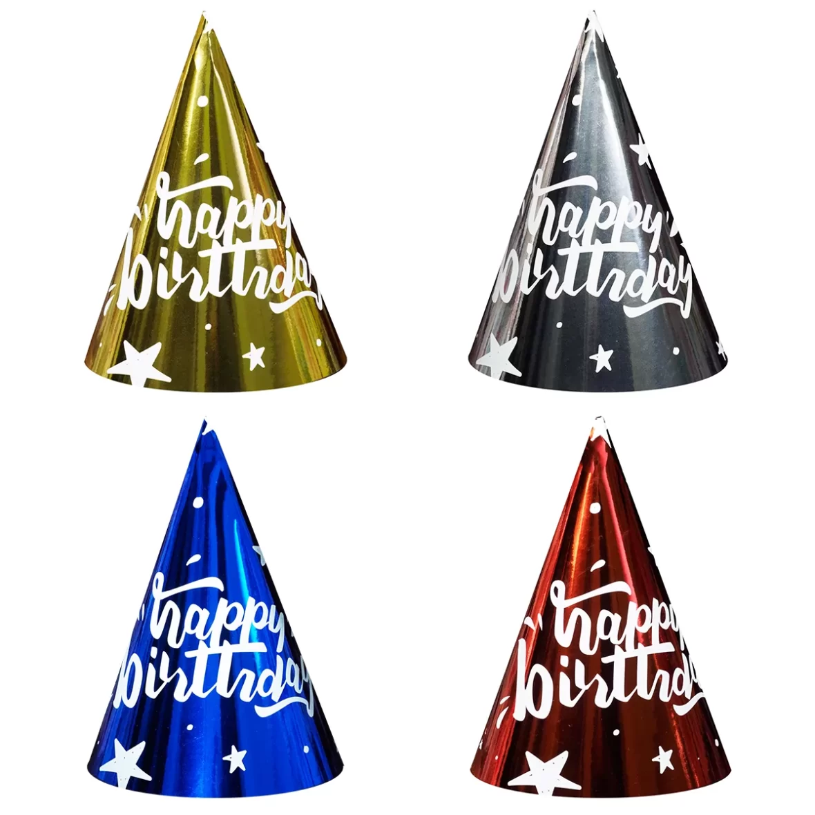 Set 6 coifuri Happy Birthday, culori metalizate