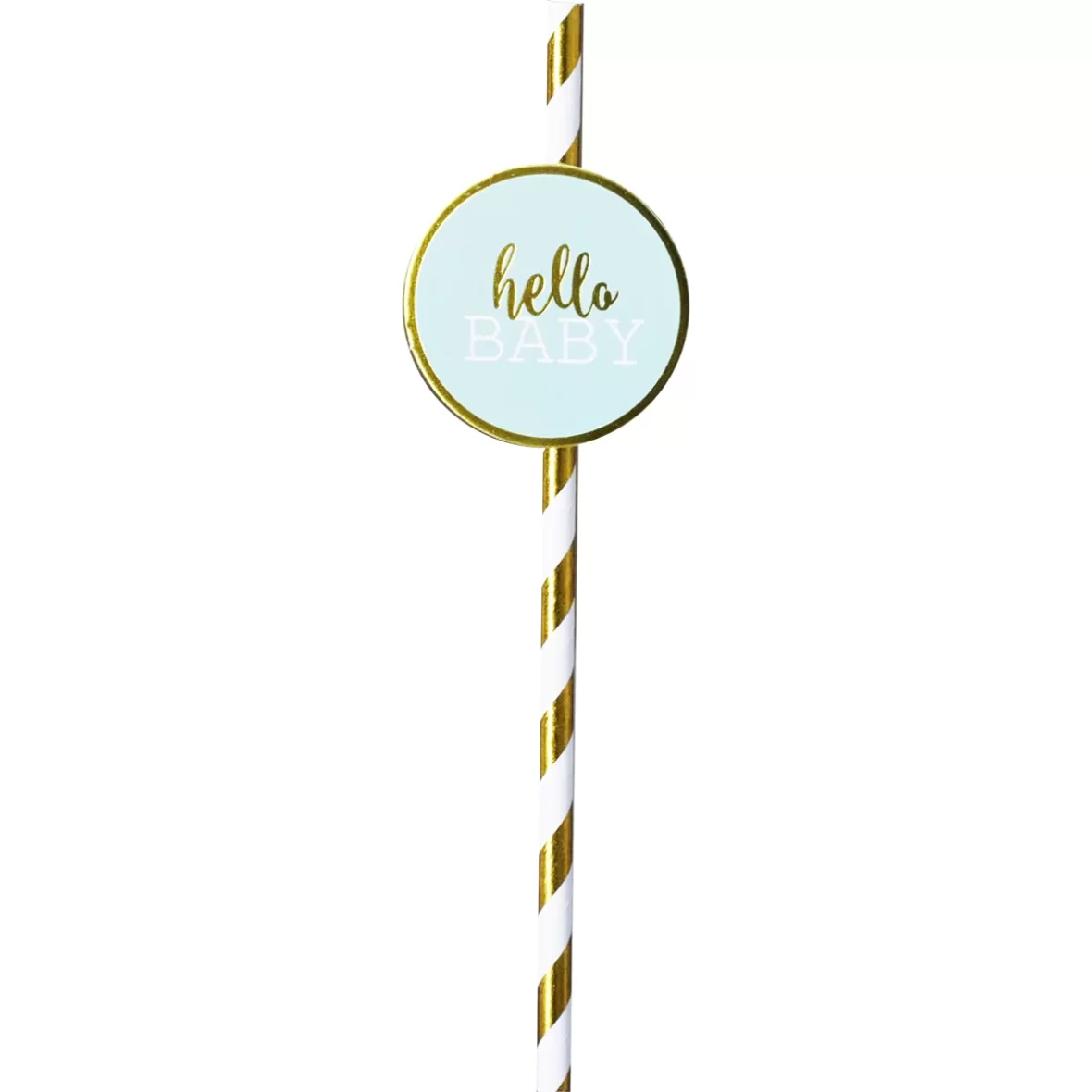 Set 6 paie bauturi Hello Baby, turcoaz-auriu-alb