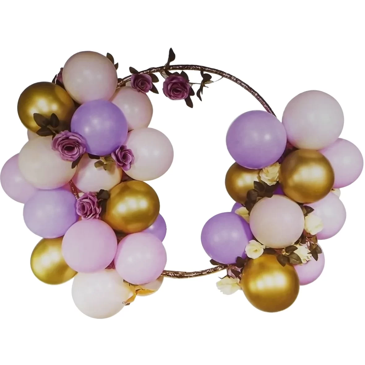 Set aranjament baloane cu cerc, flori si frunze decorative