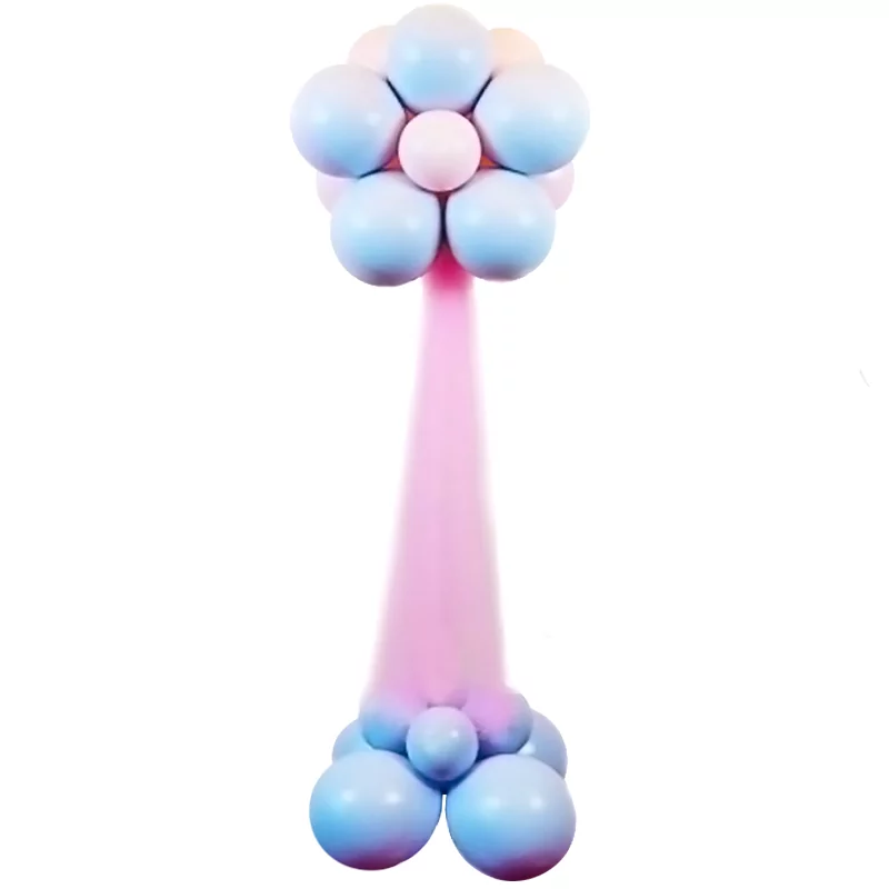 Set aranjament baloane pentru Botez, in forma de floare, baby blue-roz 130 cm