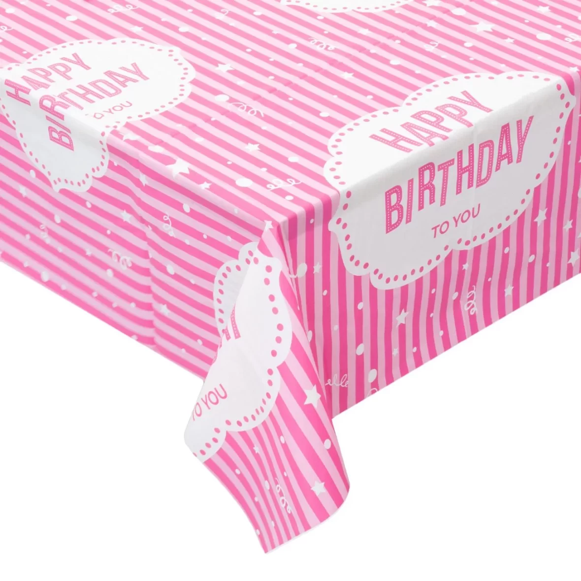 Fata de masa Happy Birthday, roz, 180 x 120 cm