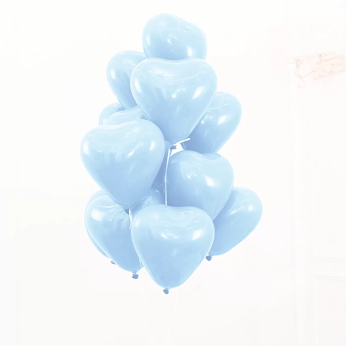 Baloane latex in forma de inimioara, Albastru Macaron, 30 cm, 6 buc.