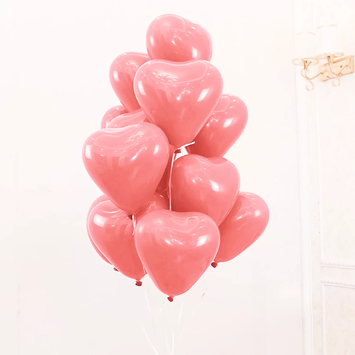 Baloane latex in forma de inimioara, Rosu Macaron, 30 cm, 6 buc.