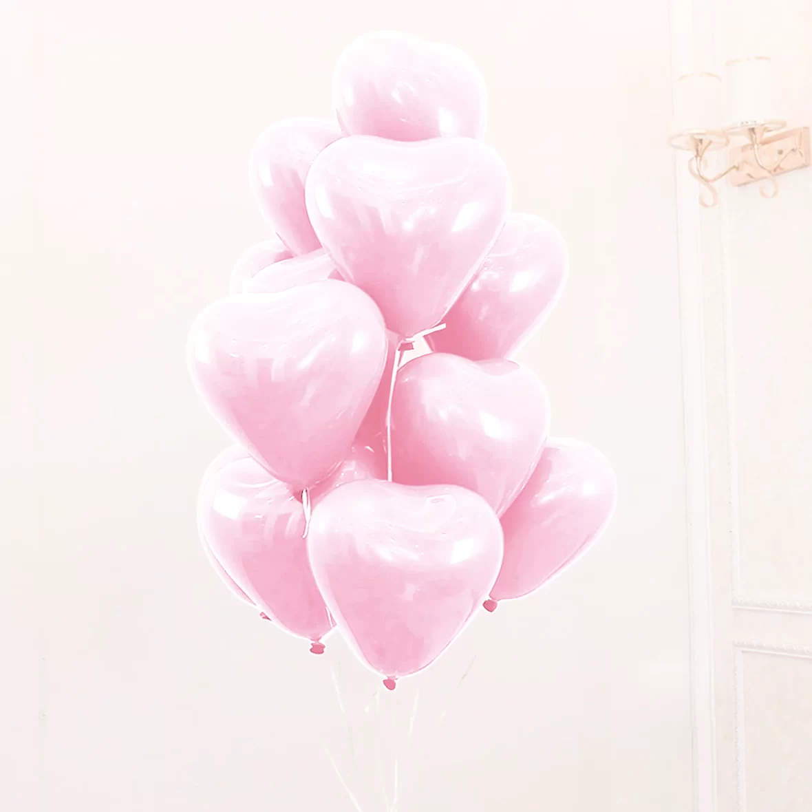 Baloane latex in forma de inimioara, Roz Macaron deschis , 30 cm, 6 buc.