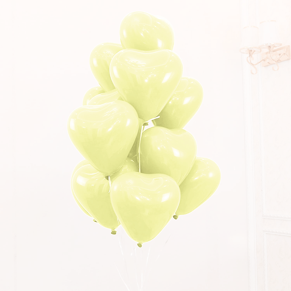 Baloane latex in forma de inimioara, Galben Macaron, 30 cm, 6 buc.