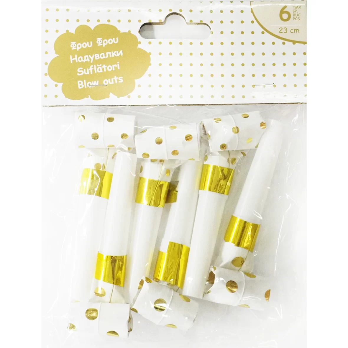 Set 6 suflatori alb-aurii