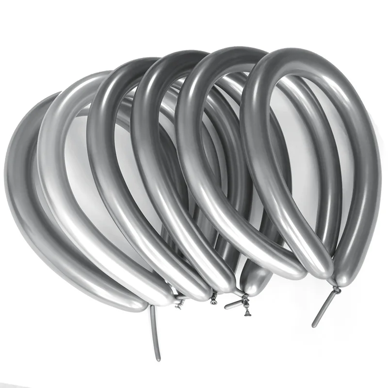 Set 10 baloane modelabile, cromate, argintiu, cod culoare #105