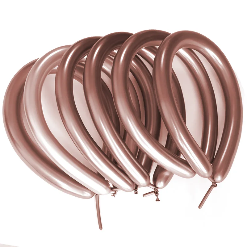 Set 10 baloane modelabile, cromate, rose gold, cod culoare #125