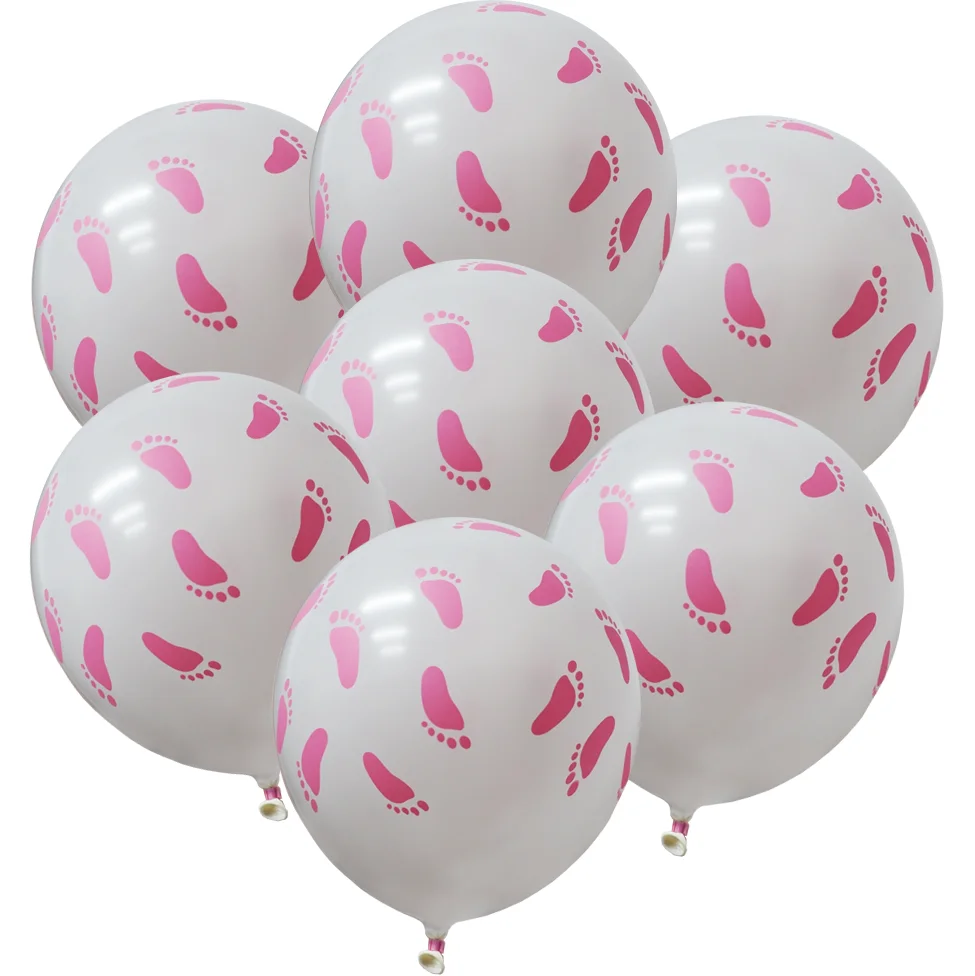 Set 10 baloane latex model Picioruse, roz, 30 cm