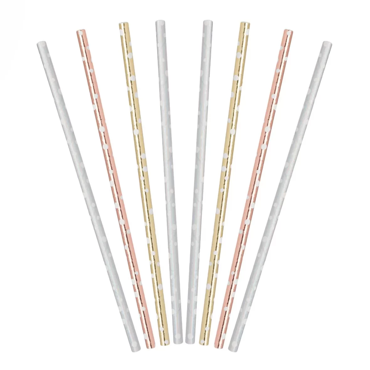 Set 25 de paie bauturi, in culori metalizate