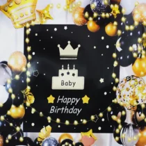 1644-set-arcada-baloane-in-culori-negru-auriu-cu-luminite-si-coronita