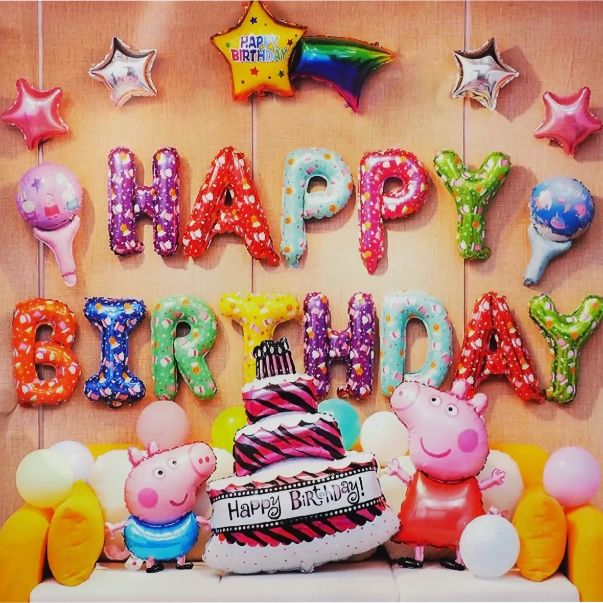 Set aranjament baloane aniversare cu tematica Peppa