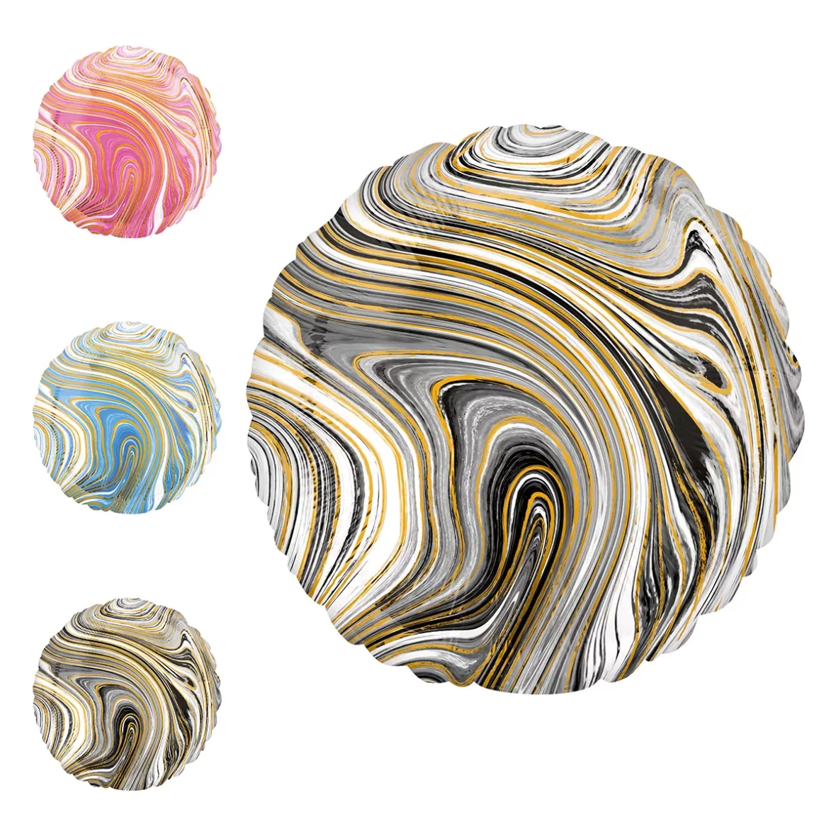 Balon folie marmorat, rotund, 45 cm