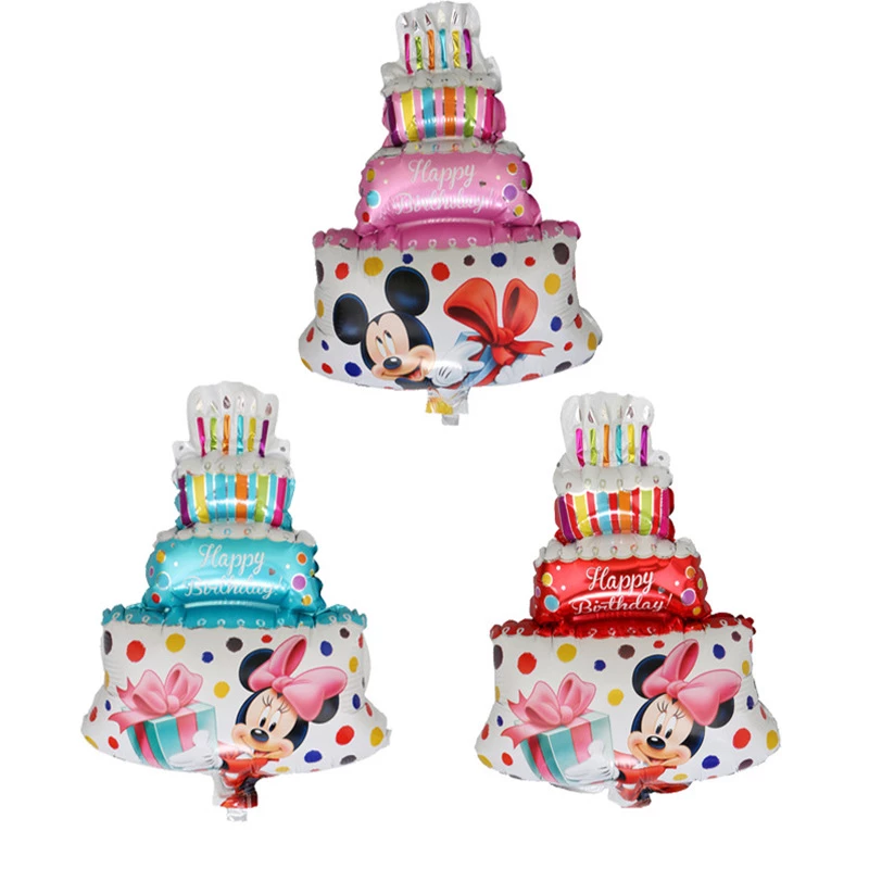 Baloane in forma de tort cu Minnie si Mickey Mouse, 45 cm
