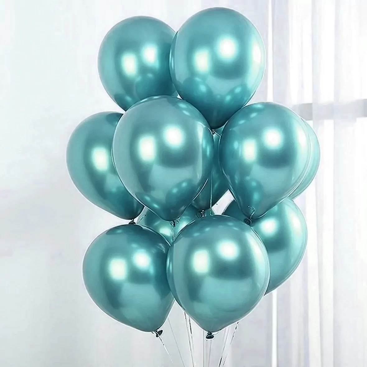 Set 6 Baloane Latex, Cromate, Turcoaz, 30 cm