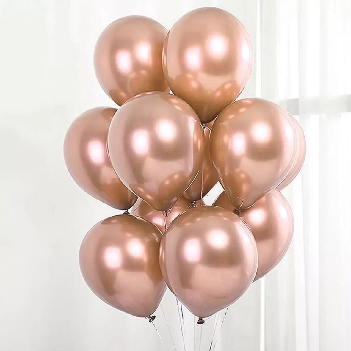 Set 6 Baloane Latex, Cromate, Rose Gold, 30 cm