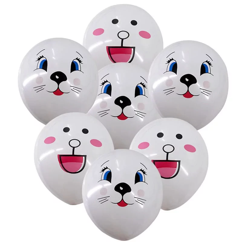 Baloane latex imprimate cu fete de iepurasi, 30 cm