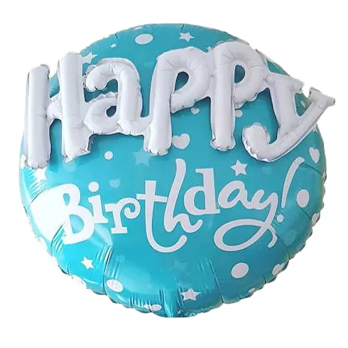 Balon Happy Birthday, 3D rotund, 80 cm, albastru