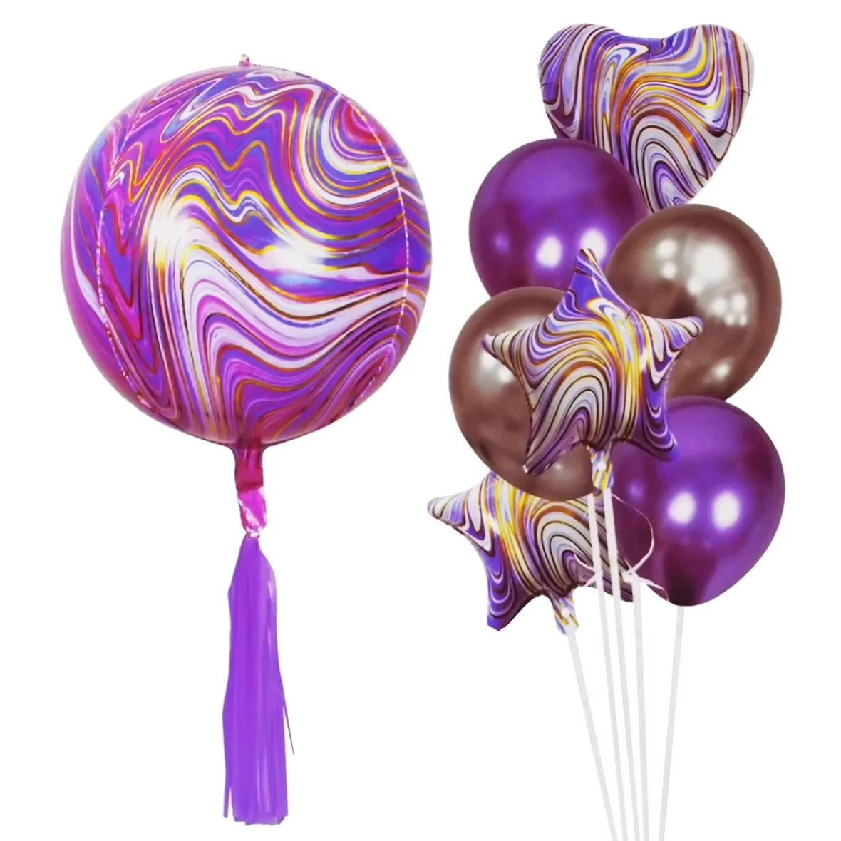 Set aranjament 8 baloane folie si latex, agate mov