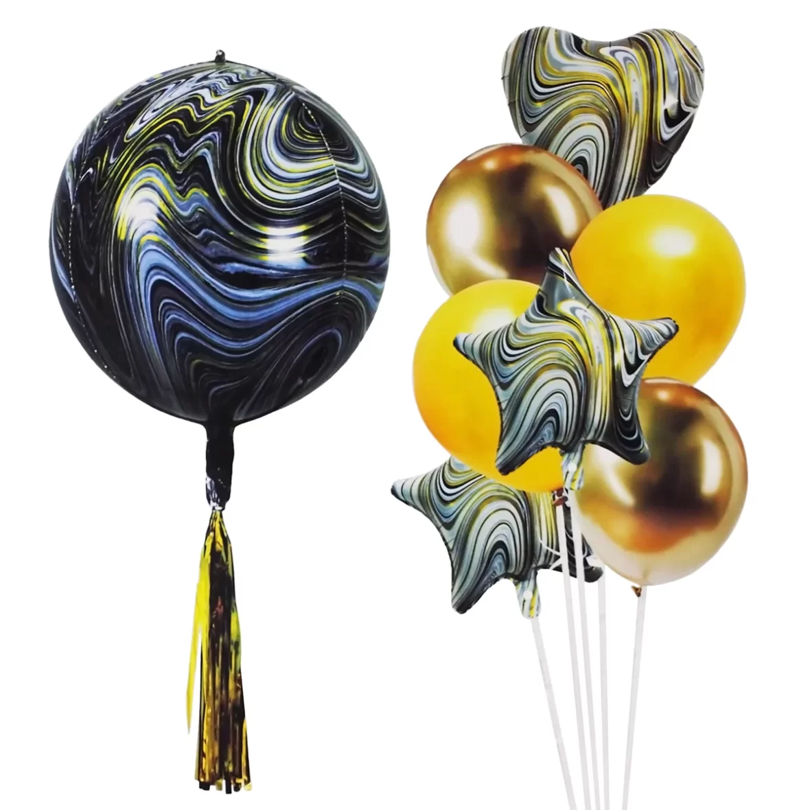 Set aranjament 8 baloane folie si latex, agate negre