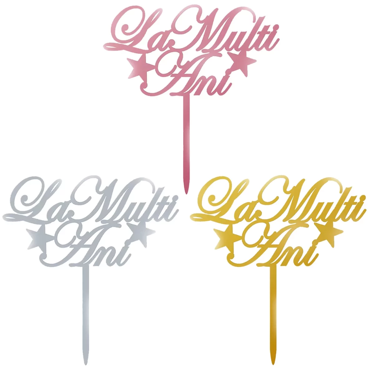 Topper tort La Multi Ani cu stelute 15 cm