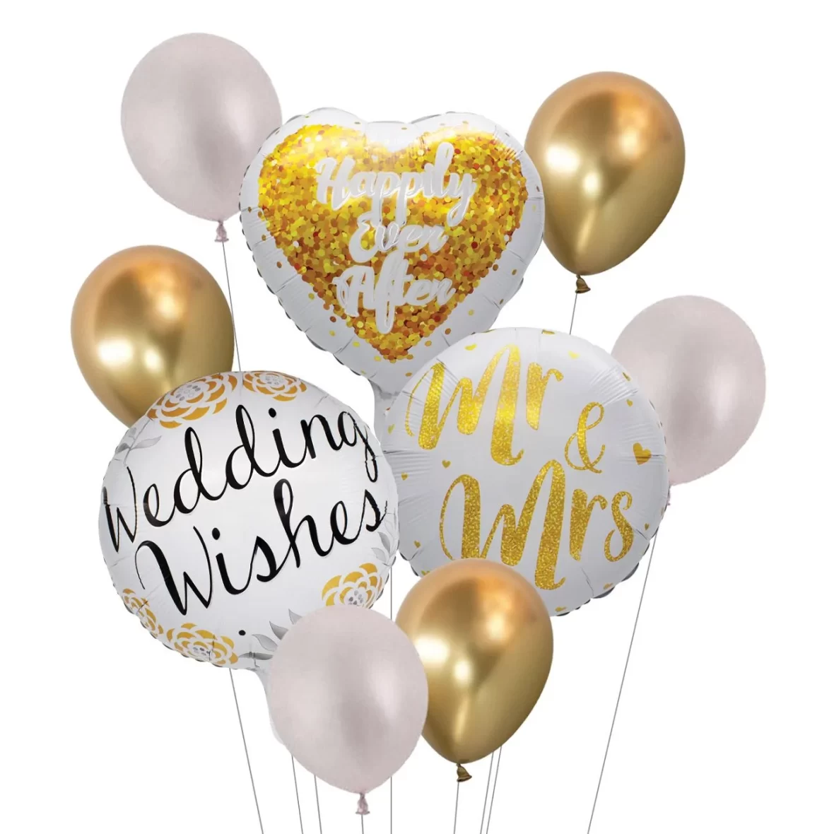 Set aranjament petrecere nunta 9 baloane folie si latex