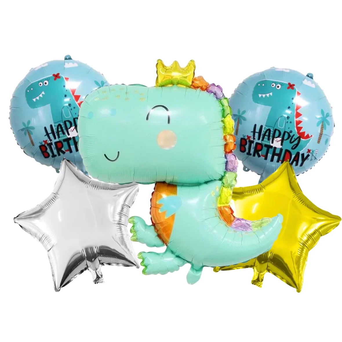 Set aranjament 5 baloane folie cu figurina Dinozaur