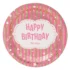 Set 6 farfurii Happy Birthday, roz, 18 cm