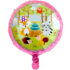 Balon folie rotund cu animalute, roz, 45 cm