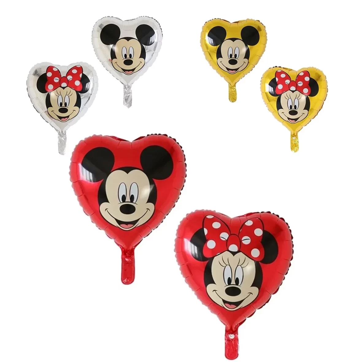 Balon folie Mickey-Minnie, in forma de inima, double sided, 45 cm