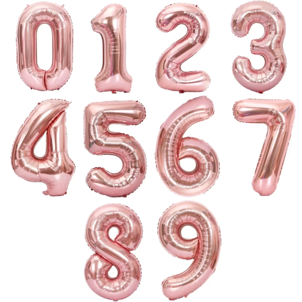 Baloane folie in forma de cifre 1, 2, 3, 4, 5, 6, 7, 8, 9, 0, Rose Gold, 40 cm