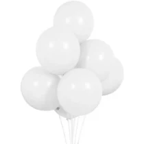 1238_20-Set 6 baloane latex, Alb, 12 cm