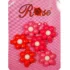 Set 6 clamite par cu floricele roz-rosu