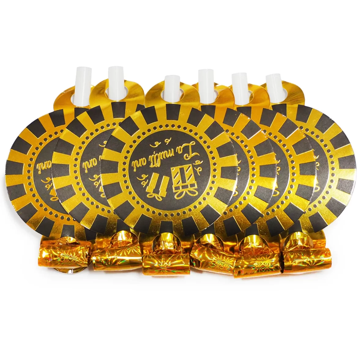 Set 6 suflatori Party La Multi Ani, gold