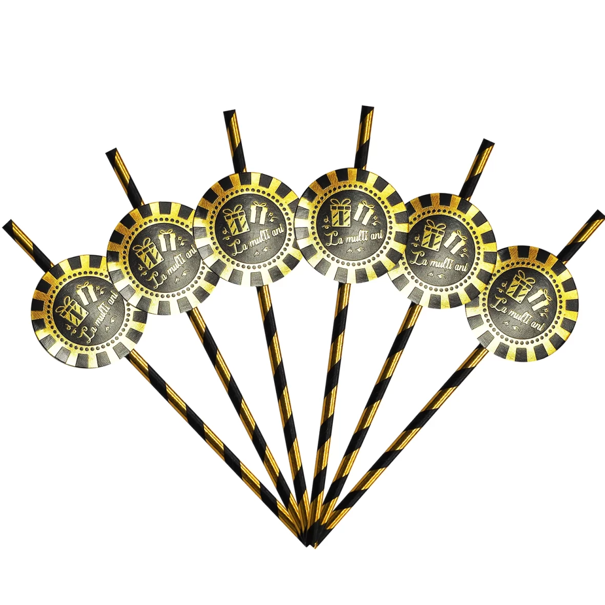 Set 6 paie Party La Multi Ani, gold