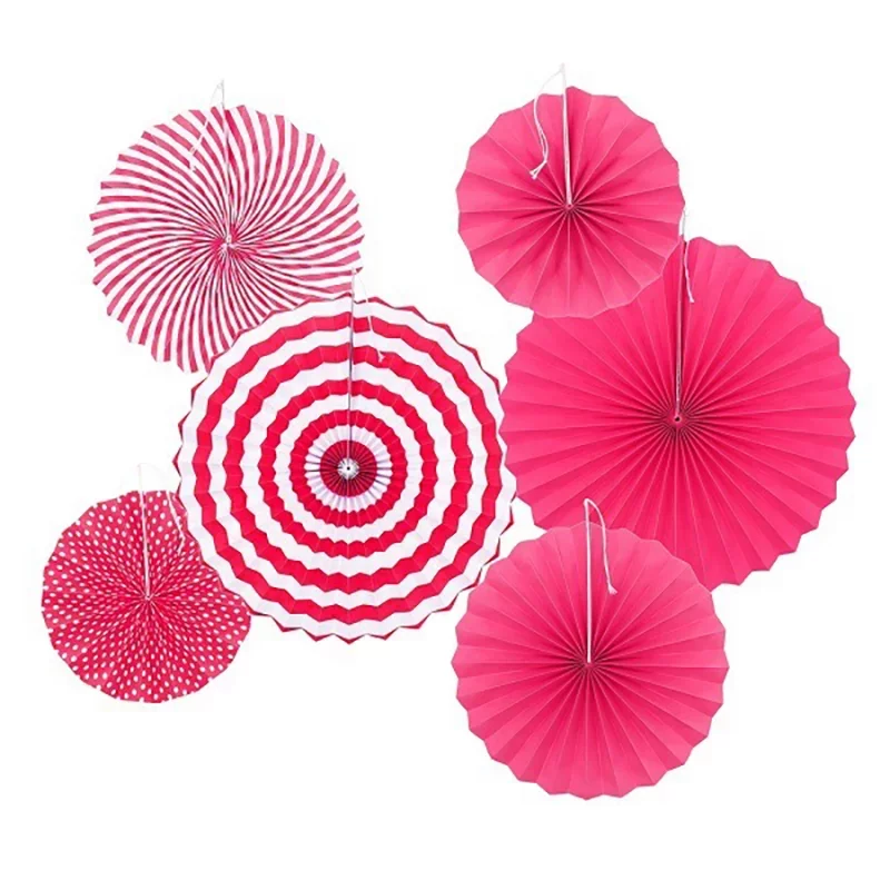 Set 6 decoratiuni Evantaie Hartie, roz