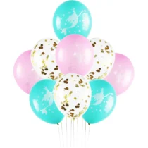 2122-set-aranjament-9-baloane-latex-model-sirena-roz-turcoaz-30-cm