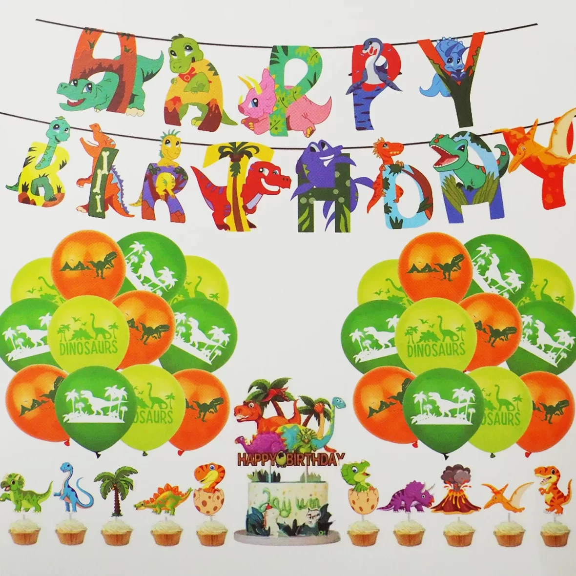 Set aranjament baloane cu ghirlanda, Dino Party