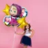 Set aranjament bundle 5 baloane Masha cu stelute aurii