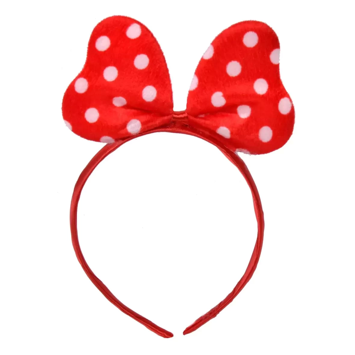 Bentita Minnie cu fundita rosie cu bulinute