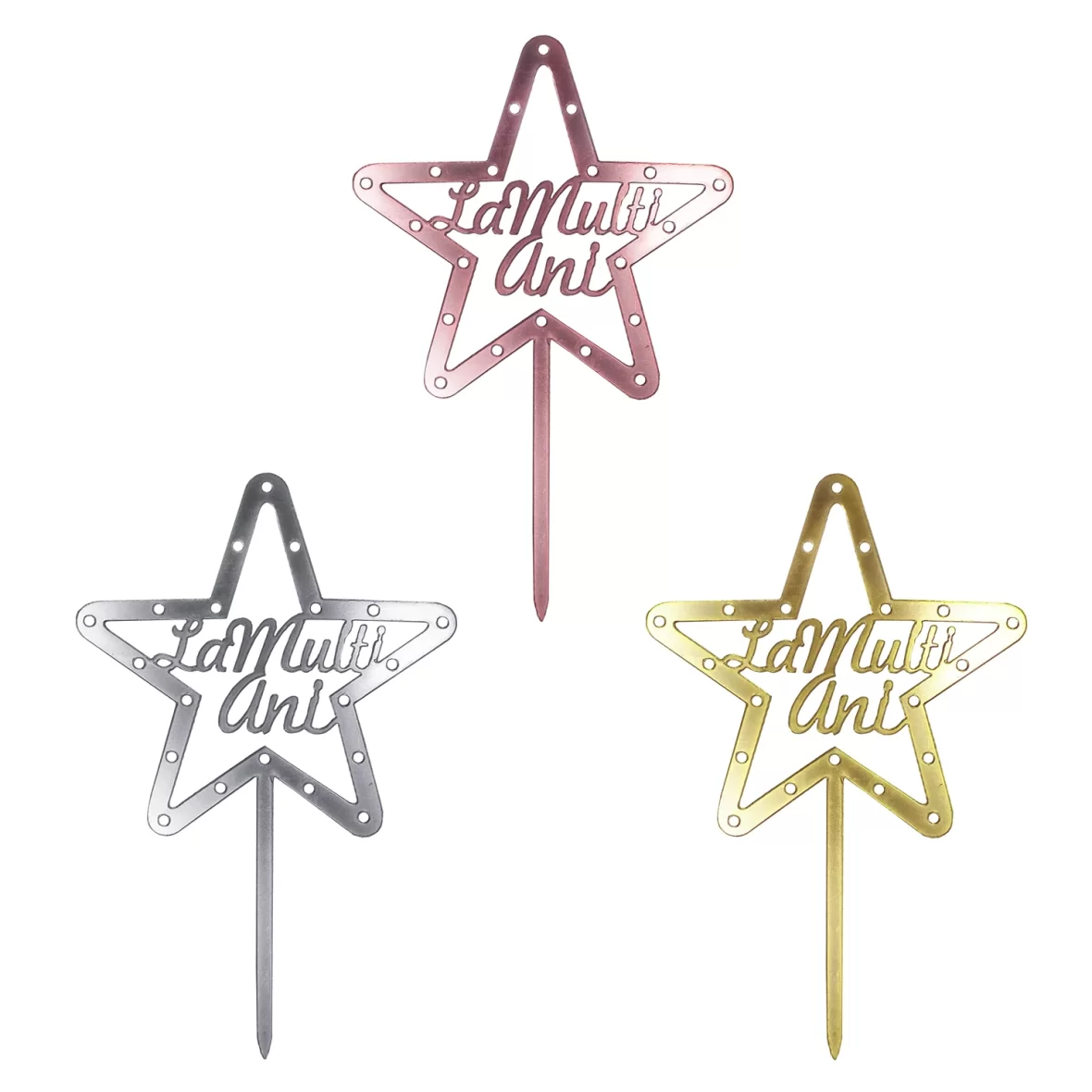 Topper La Multi Ani, cu steluta 16 cm