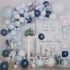 Set arcada 107 baloane, albastru, argintiu, alb, cu baloane confetti si accesorii