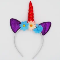 2451-bentita-unicorn-cu-corn-urechiuse-si-floricele