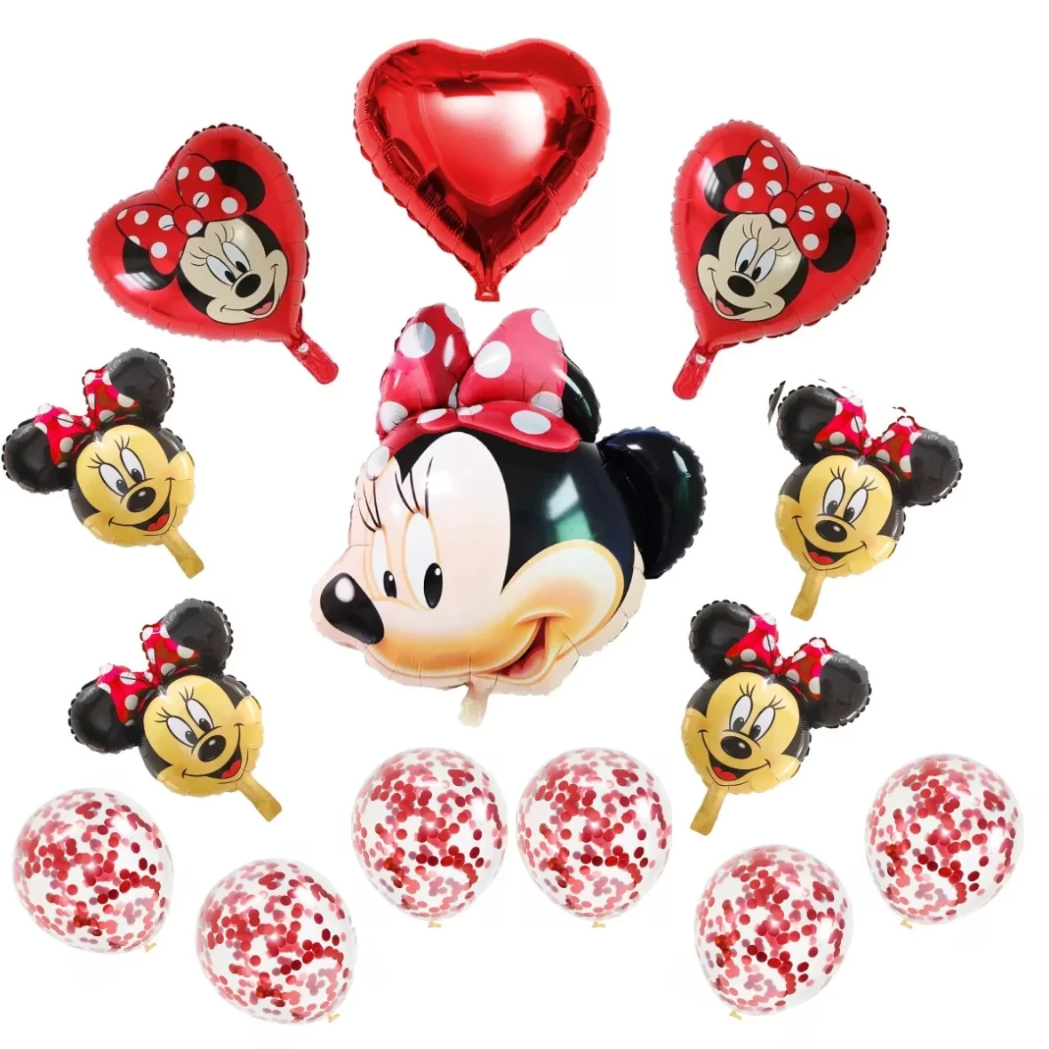 Set aranjament bundle 14 baloane folie si latex Minnie