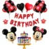 Set aranjament bundle 31 baloane folie si latex Mickey si Minnie cu Ghirlanda Happy Birthday rosie
